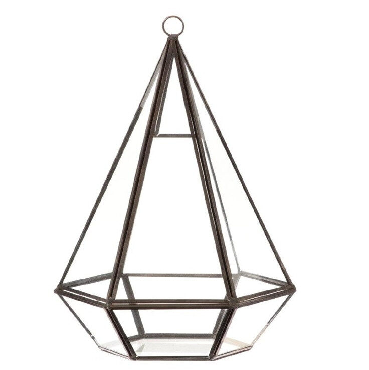 Ģeometriskas formas svečturis tējas svecei, stikla laterna