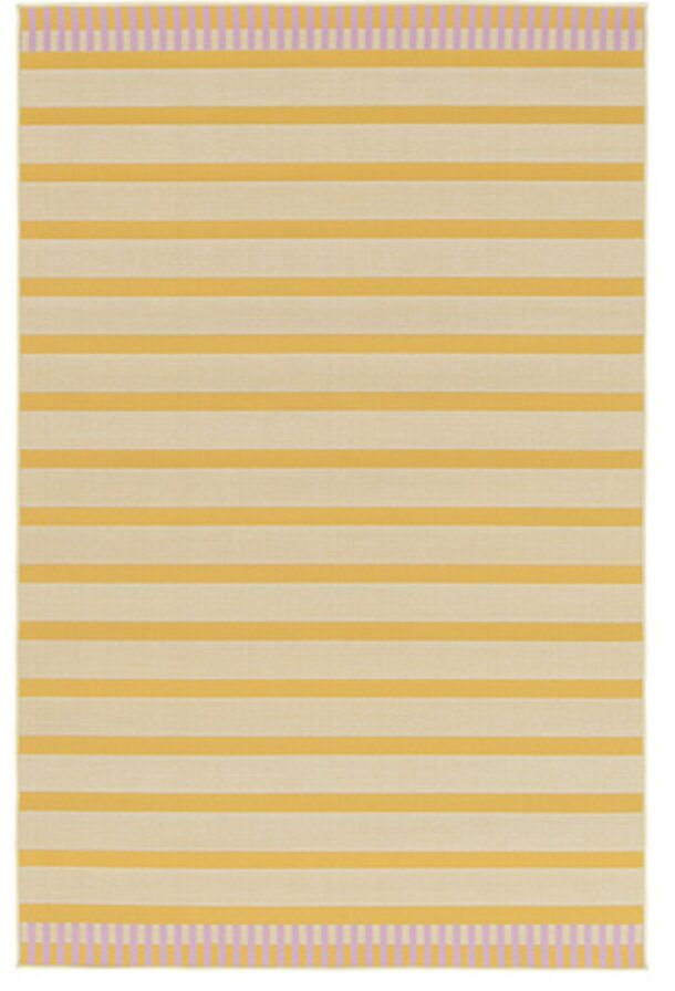 KORSNING gludi austs paklājs, iekš/āra dzeltena/rozā/svītrains 160x230 cm (noma)