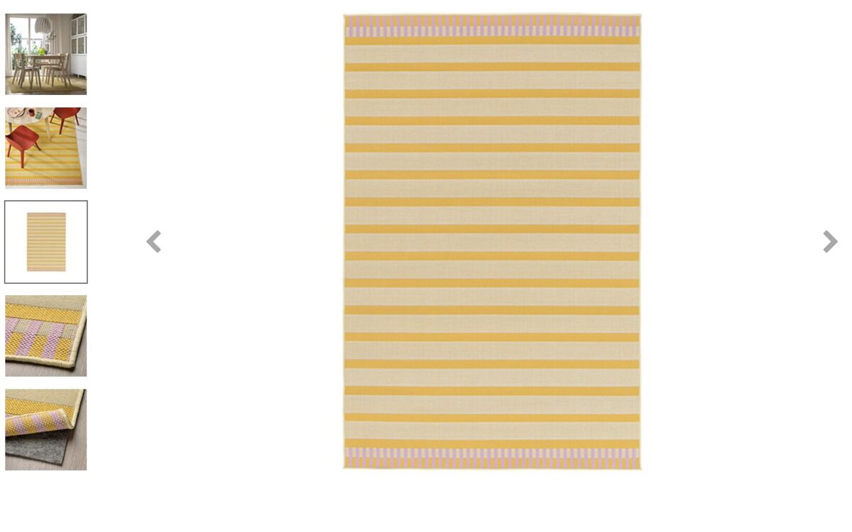 KORSNING gludi austs paklājs, iekš/āra dzeltena/rozā/svītrains 160x230 cm (noma)