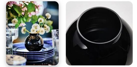 Maza melna stikla vāze, noma