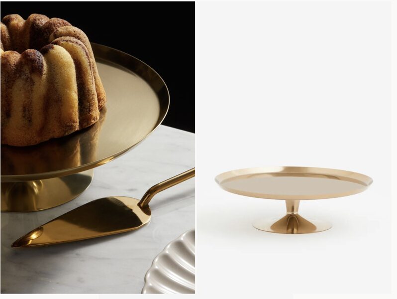 Zelta statīvs / kūku paliknis (noma) - diametrs 24 cm