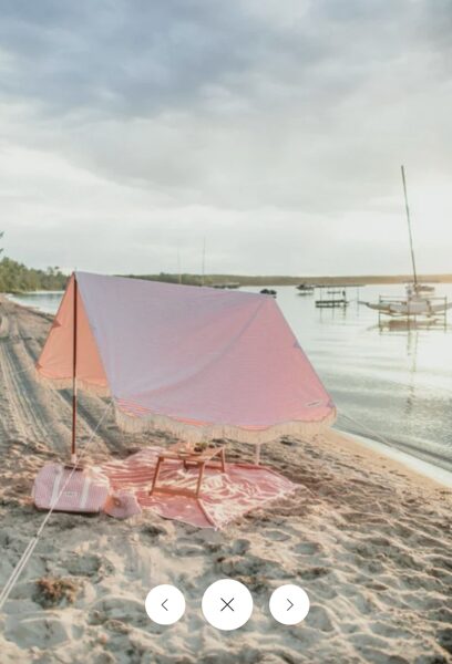 Pludmales telts noma - Premium Beach Tent - Lauren's Pink Stripe, noma
